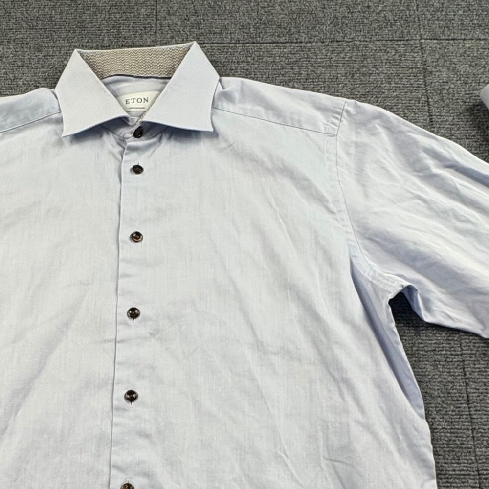 Eton Contemporary Fit Light Blue Dress Shirt Mens 16 41 Spread Collar Contrast